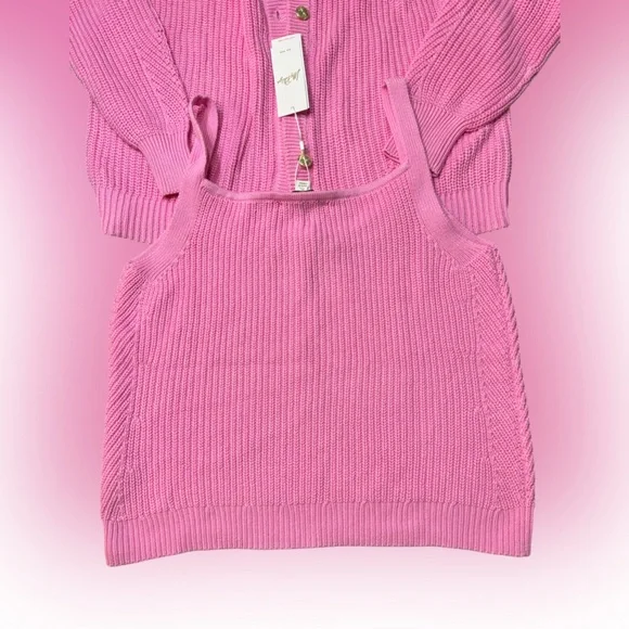 Lilly Pulitzer Bristow Ribbed Cardigan & Matching Tank Set In Pink Bliss NWT XL - Picture 12 of 16